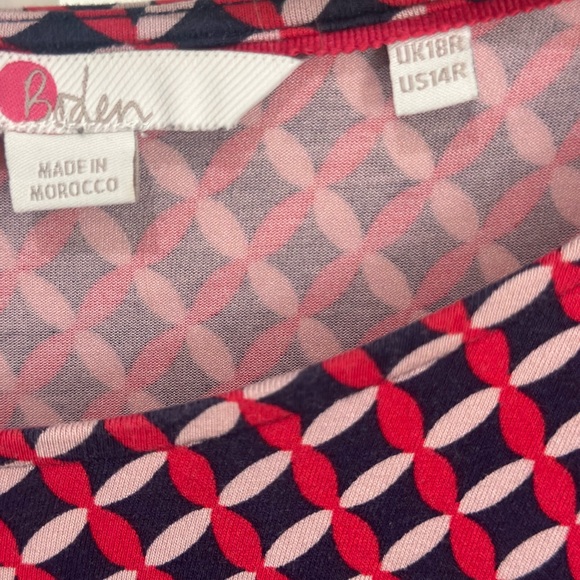 BODEN 14 Dress Navy Red Boatneck Ruffled Hem large XL - Picture 7 of 9